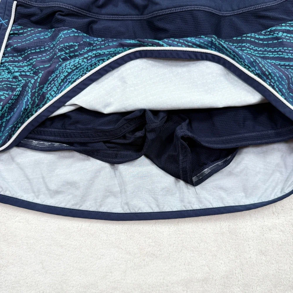 Athleta Women Size 6 Navy Teal Abstract Print Athletic Running‎ Tennis Skort